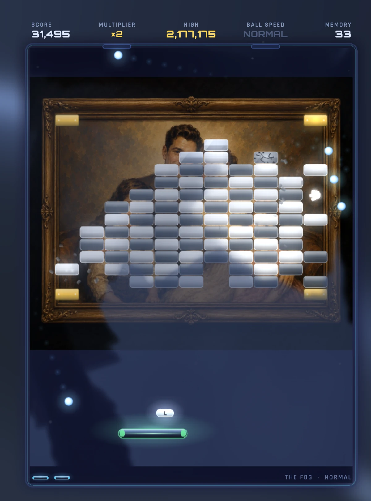 Memory 33 — the first warden: the painting coming through the broken bricks